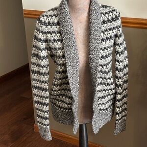 LOFT Black and White Patterned Cardigan